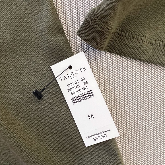 TALBOTS Cotton Long Sleeve Tee/ Olive Night - Picture 4 of 4
